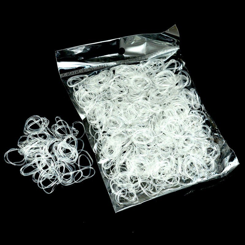 Clear Hair Elastics Hair Ties (1000pcs)