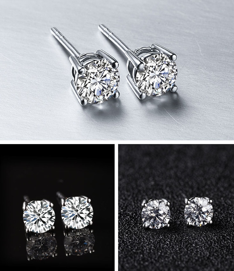 Silver Ear Studs Diamond Earring