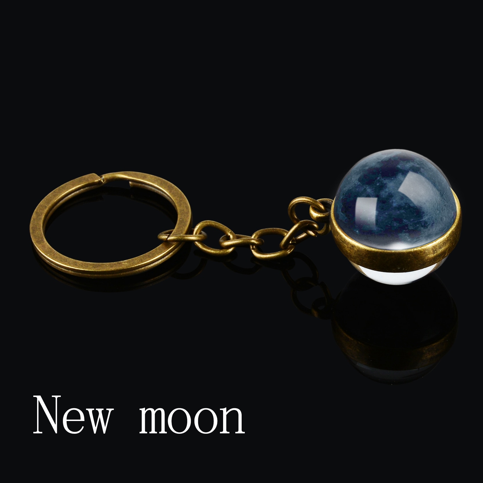 Moon Keychain with Phases of the Moon Image