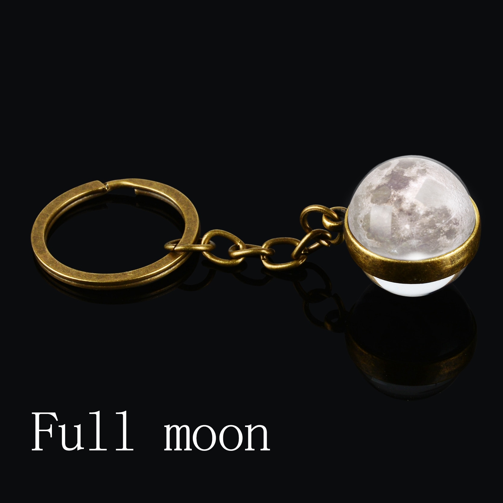 Moon Keychain with Phases of the Moon Image