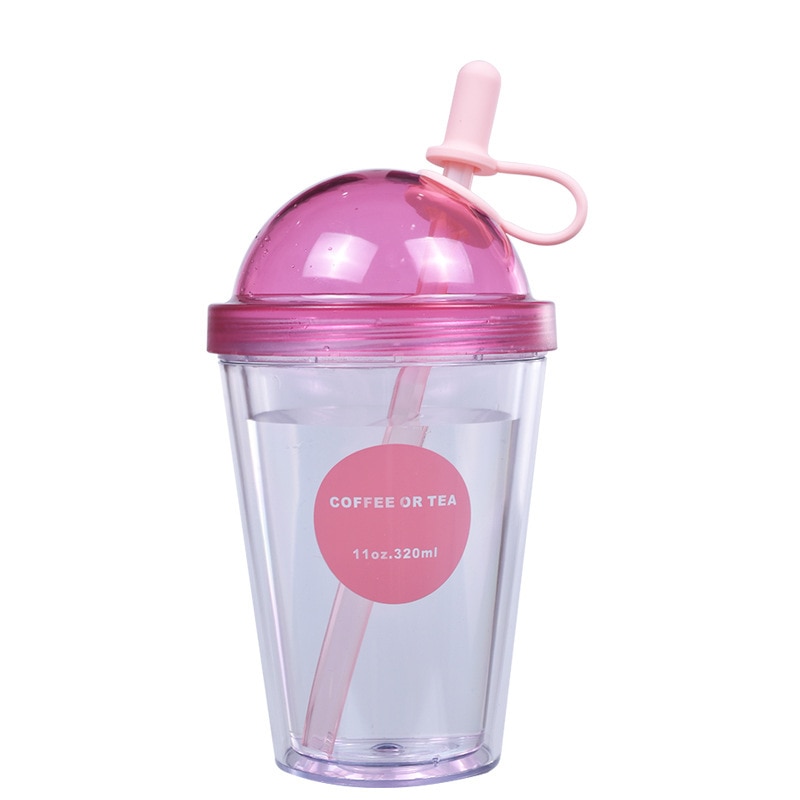 Double Layer Tumbler Cup with Straw