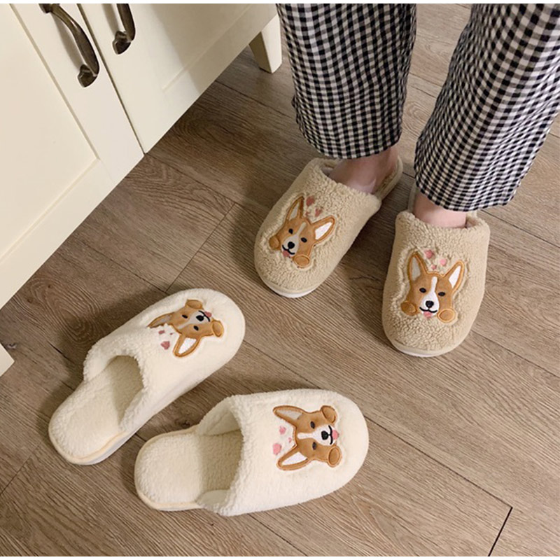 Womens Indoor Slippers Corgi Design Slippers