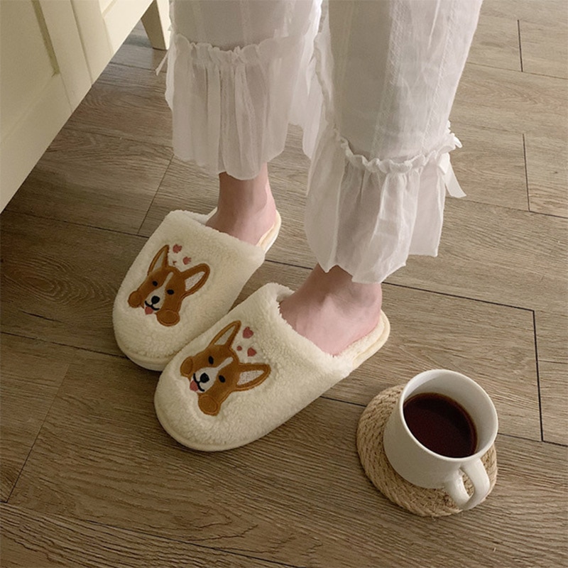 Womens Indoor Slippers Corgi Design Slippers