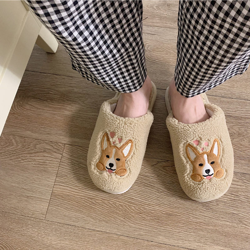 Womens Indoor Slippers Corgi Design Slippers