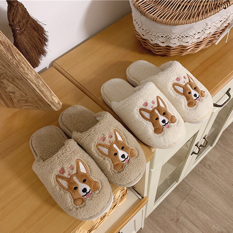 Womens Indoor Slippers Corgi Design Slippers