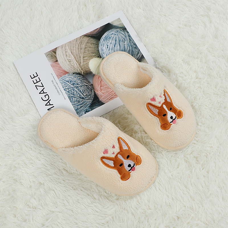 Womens Indoor Slippers Corgi Design Slippers