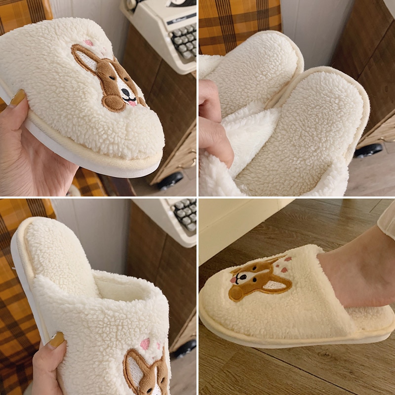 Womens Indoor Slippers Corgi Design Slippers