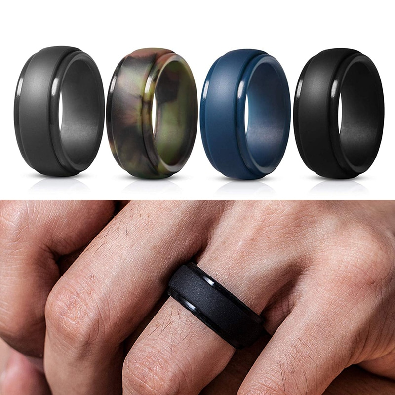 Silicone Ring Bands Set of 4 Hypoallegenic Rings