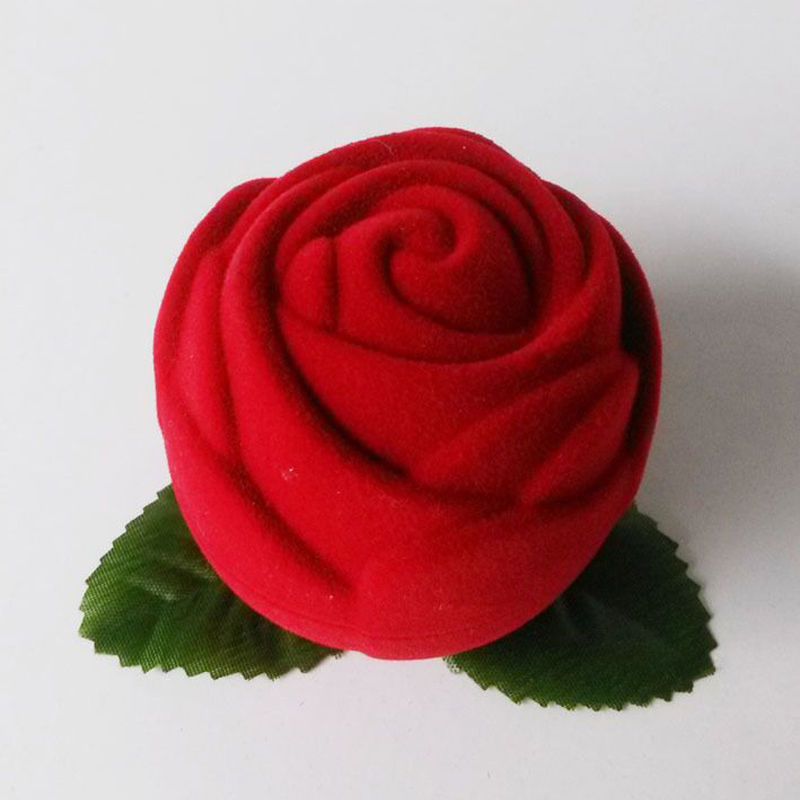 Rose Ring Box Red Velvet Jewelry Holder