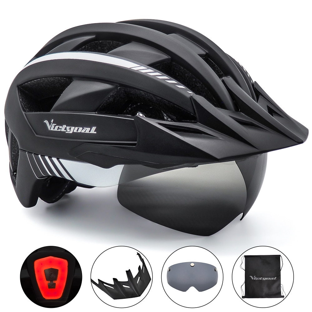 Cycling Helmet with Visor and Light