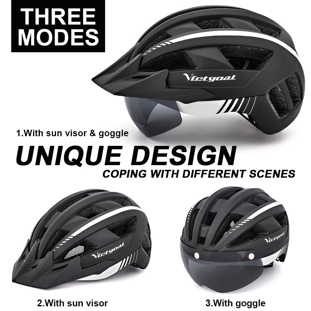 Cycling Helmet with Visor and Light