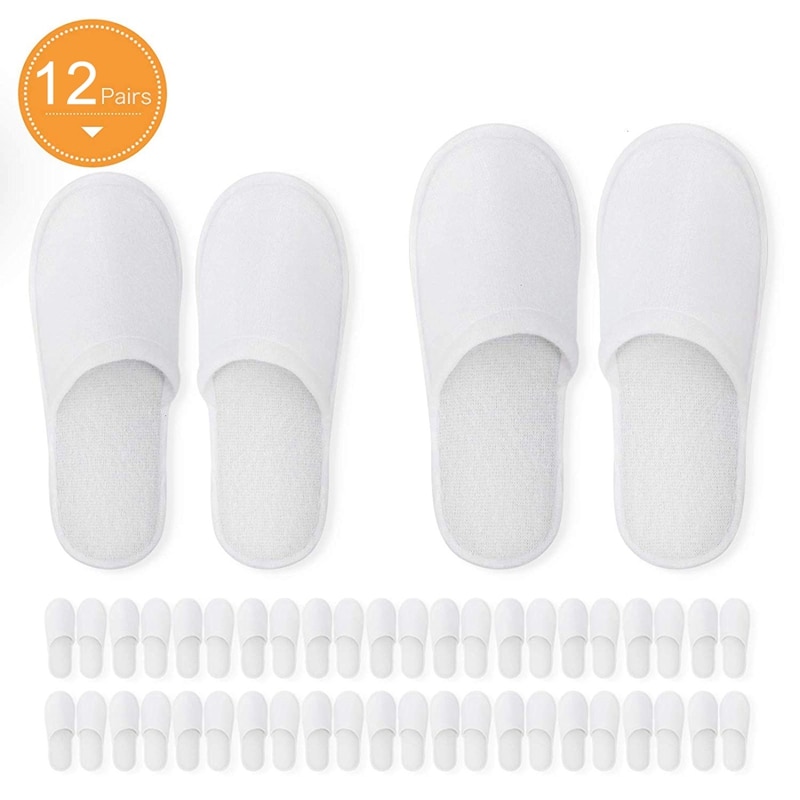 Unisex Disposable Slippers (12 Pairs)