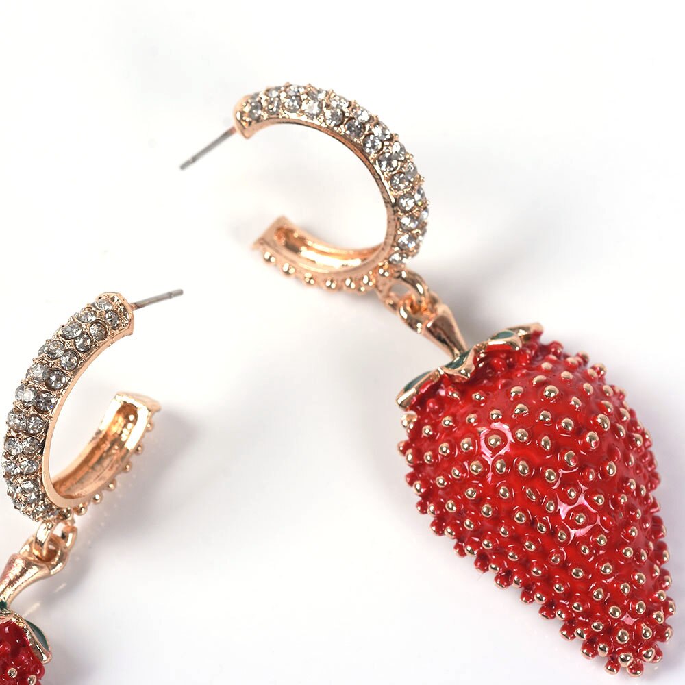 Strawberry Earrings Luxurious Ladies Jewelry