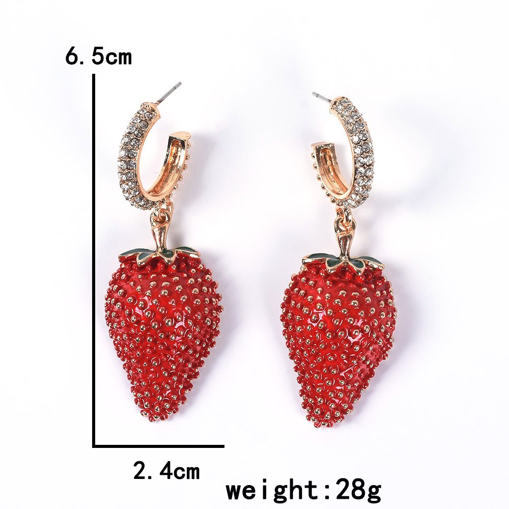 Strawberry Earrings Luxurious Ladies Jewelry