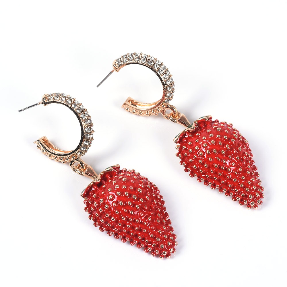 Strawberry Earrings Luxurious Ladies Jewelry