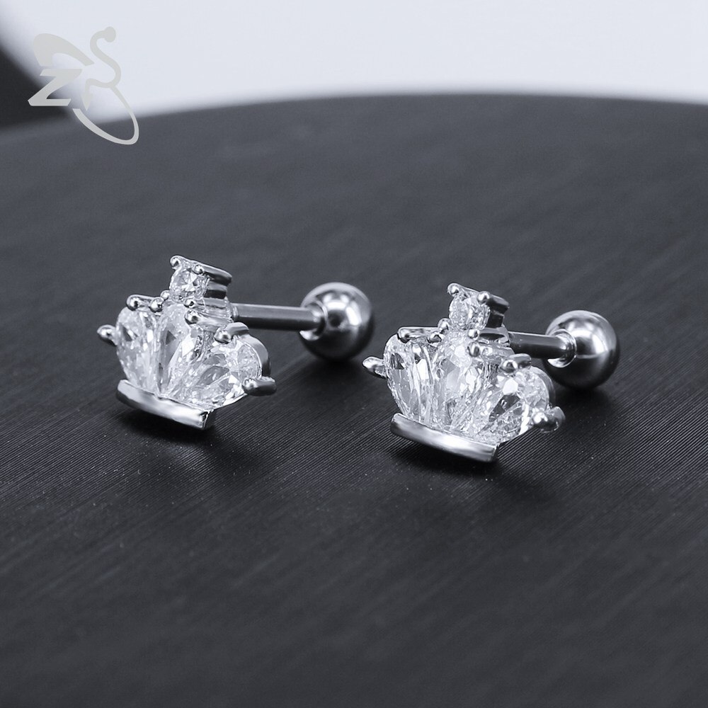 Crown Earrings Stainless Steel Stud Earrings