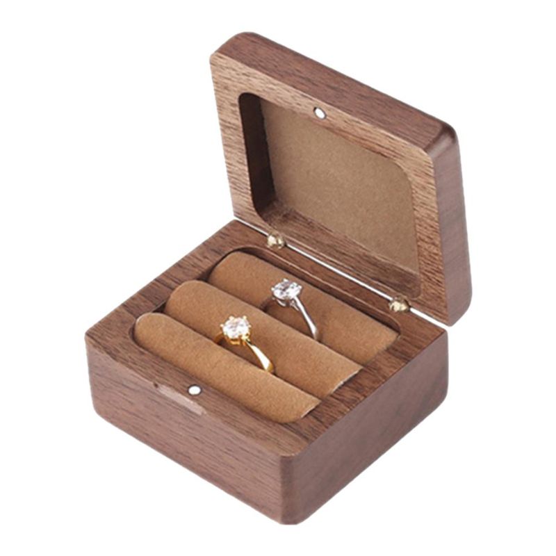 Wooden Ring Box Double Ring Storage Box