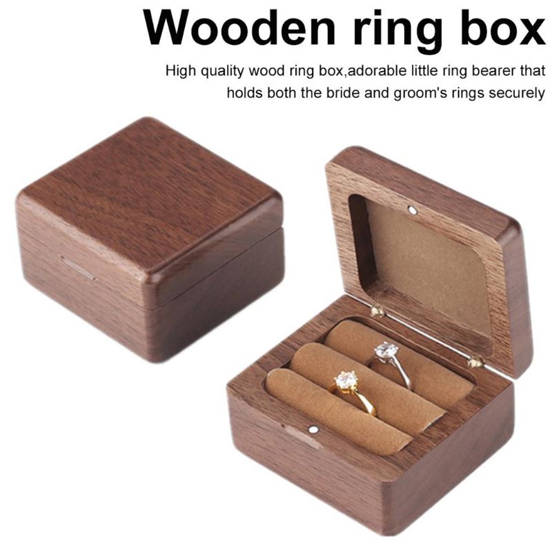 Wooden Ring Box Double Ring Storage Box