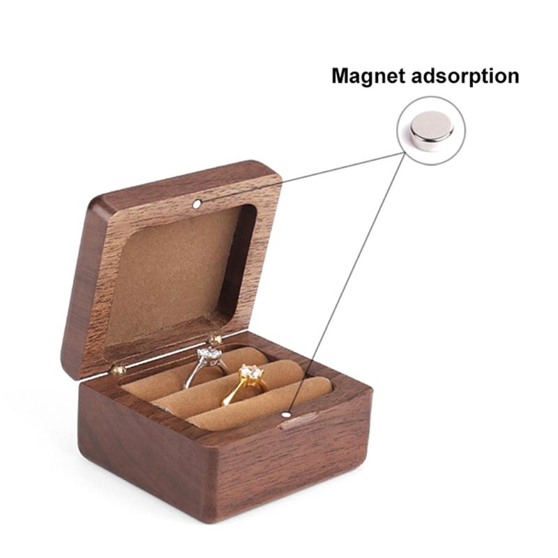 Wooden Ring Box Double Ring Storage Box