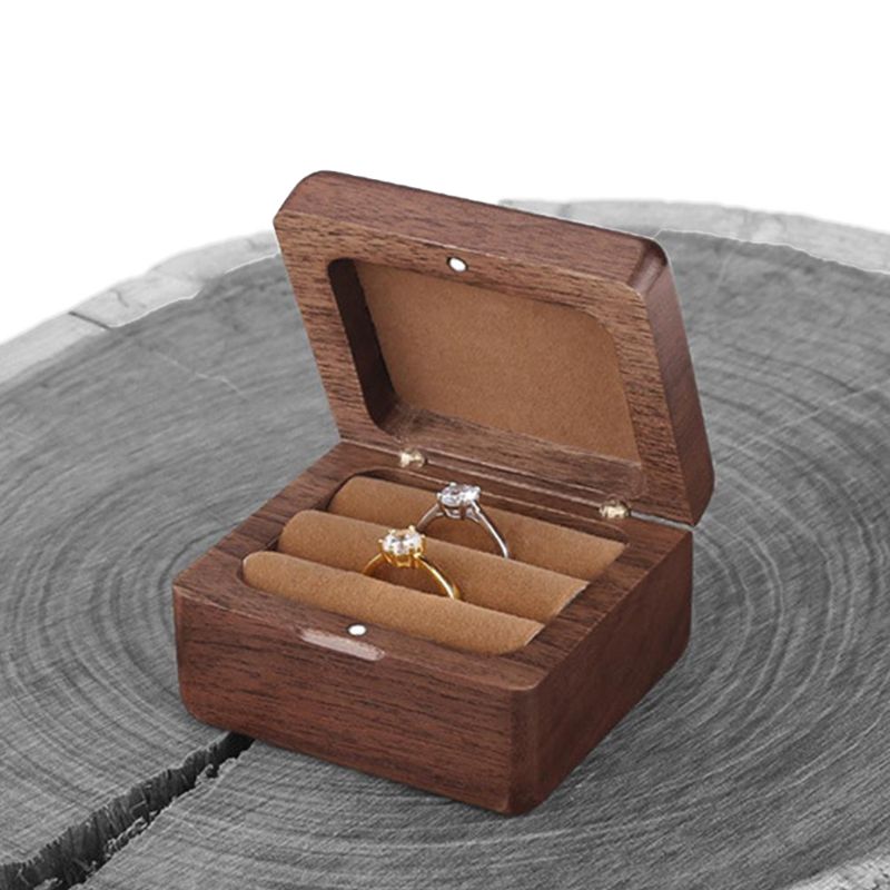 Wooden Ring Box Double Ring Storage Box