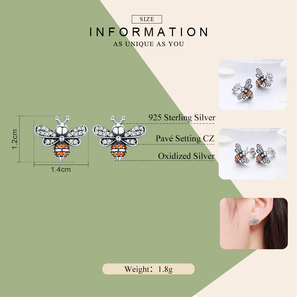 Bee Earrings Ladies Fashionable Stud Earrings