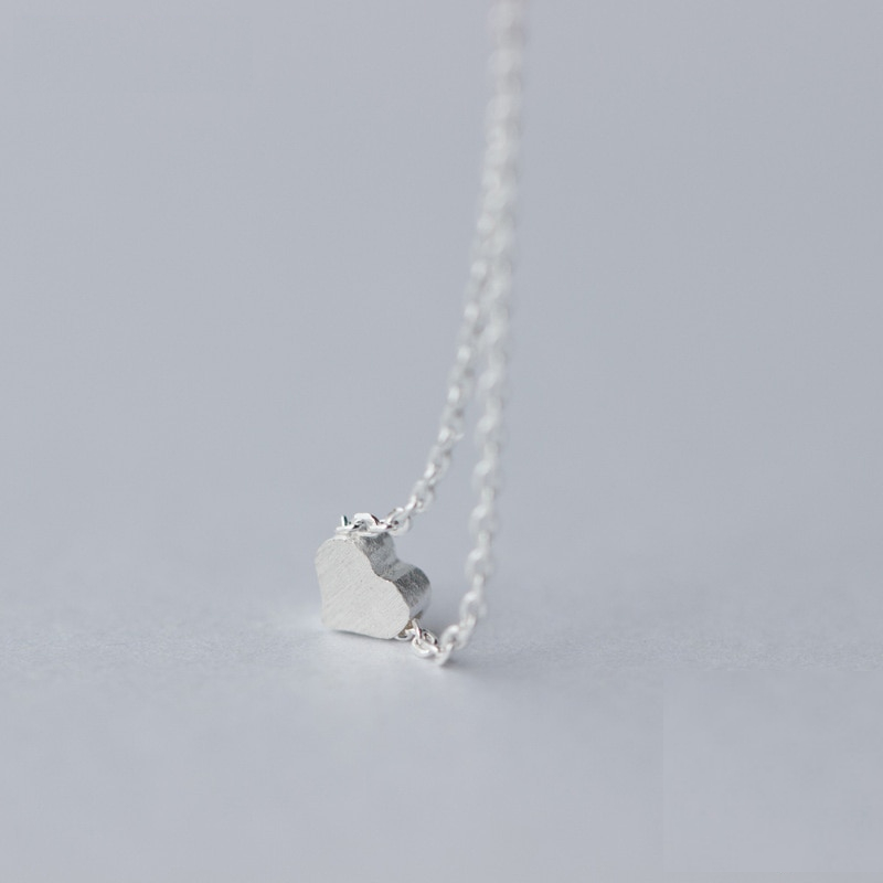 Silver Heart Pendant Necklace Ladies Jewelry