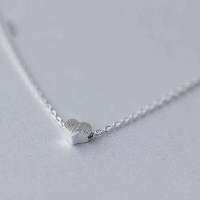 Silver Heart Pendant Necklace Ladies Jewelry