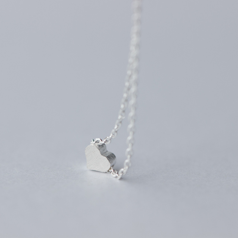 Silver Heart Pendant Necklace Ladies Jewelry