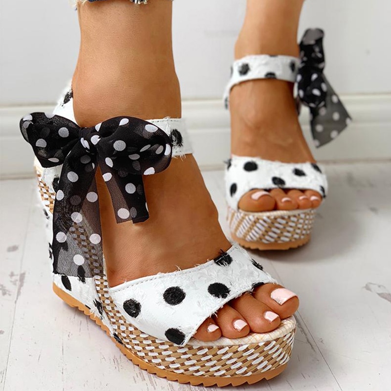 Ladies Wedge Sandals Bowknot Design