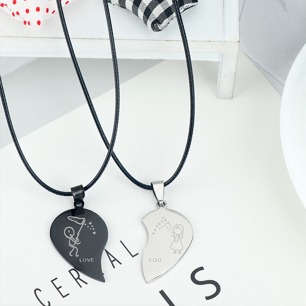 Couple Heart Necklaces Jewelry For Lovers