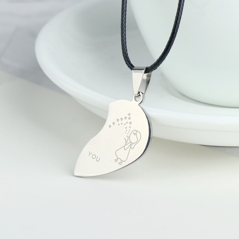 Couple Heart Necklaces Jewelry For Lovers