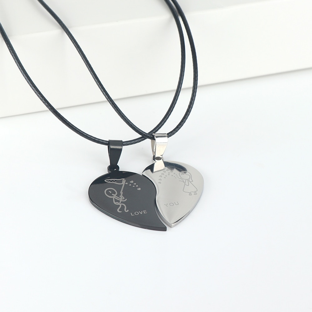 Couple Heart Necklaces Jewelry For Lovers