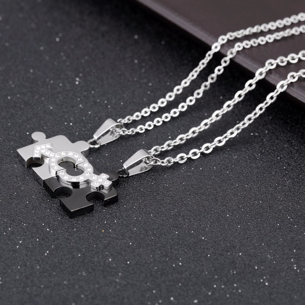 Matching Necklace For Couples Puzzle Design