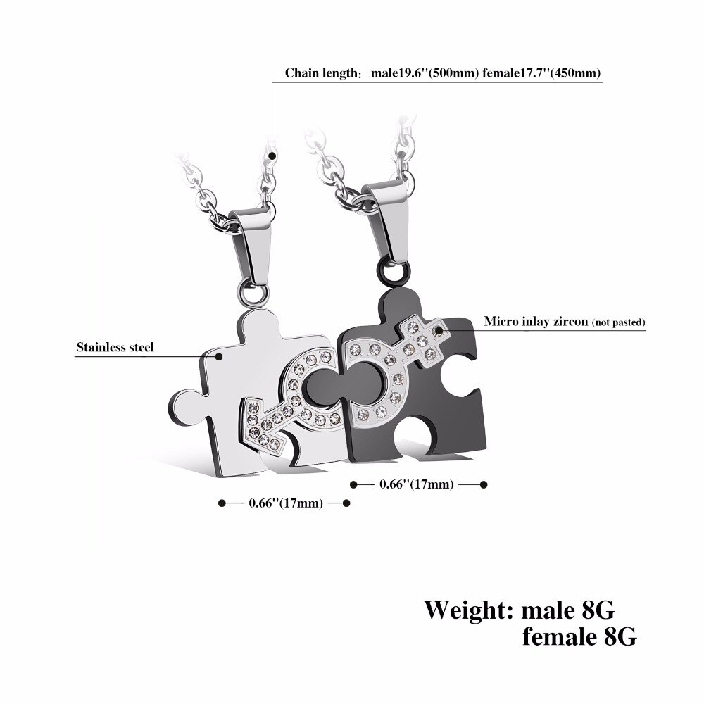 Matching Necklace For Couples Puzzle Design