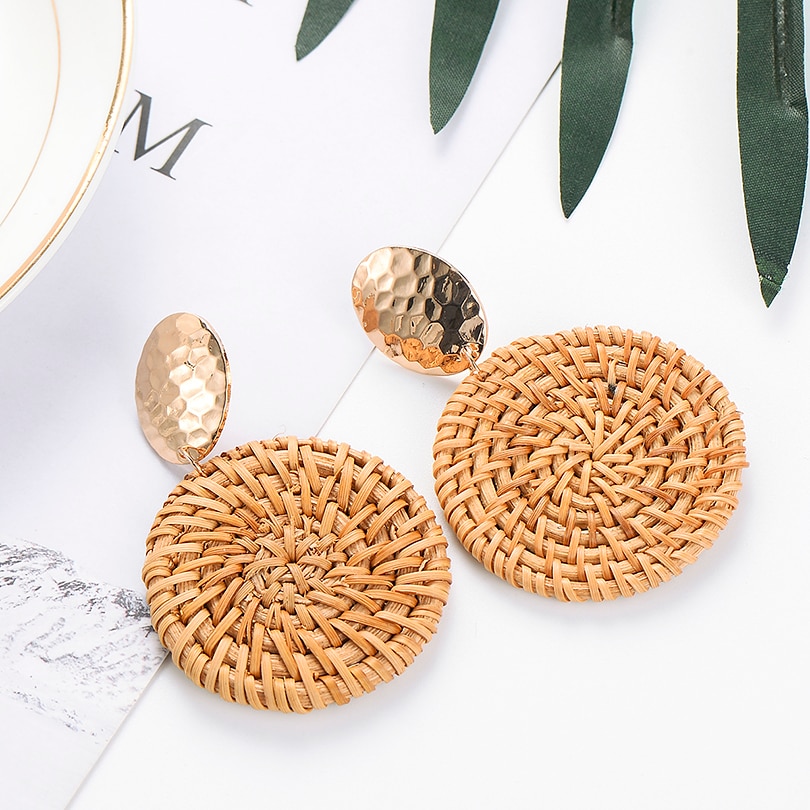 Rattan Earrings Fashion Accessories