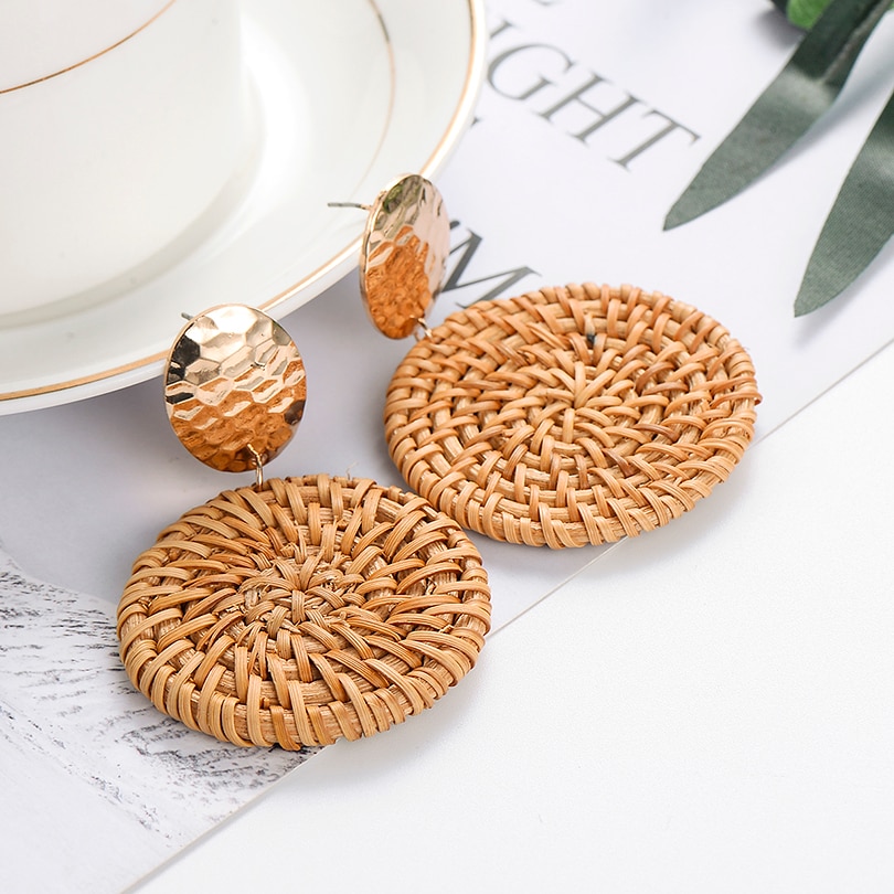 Rattan Earrings Fashion Accessories