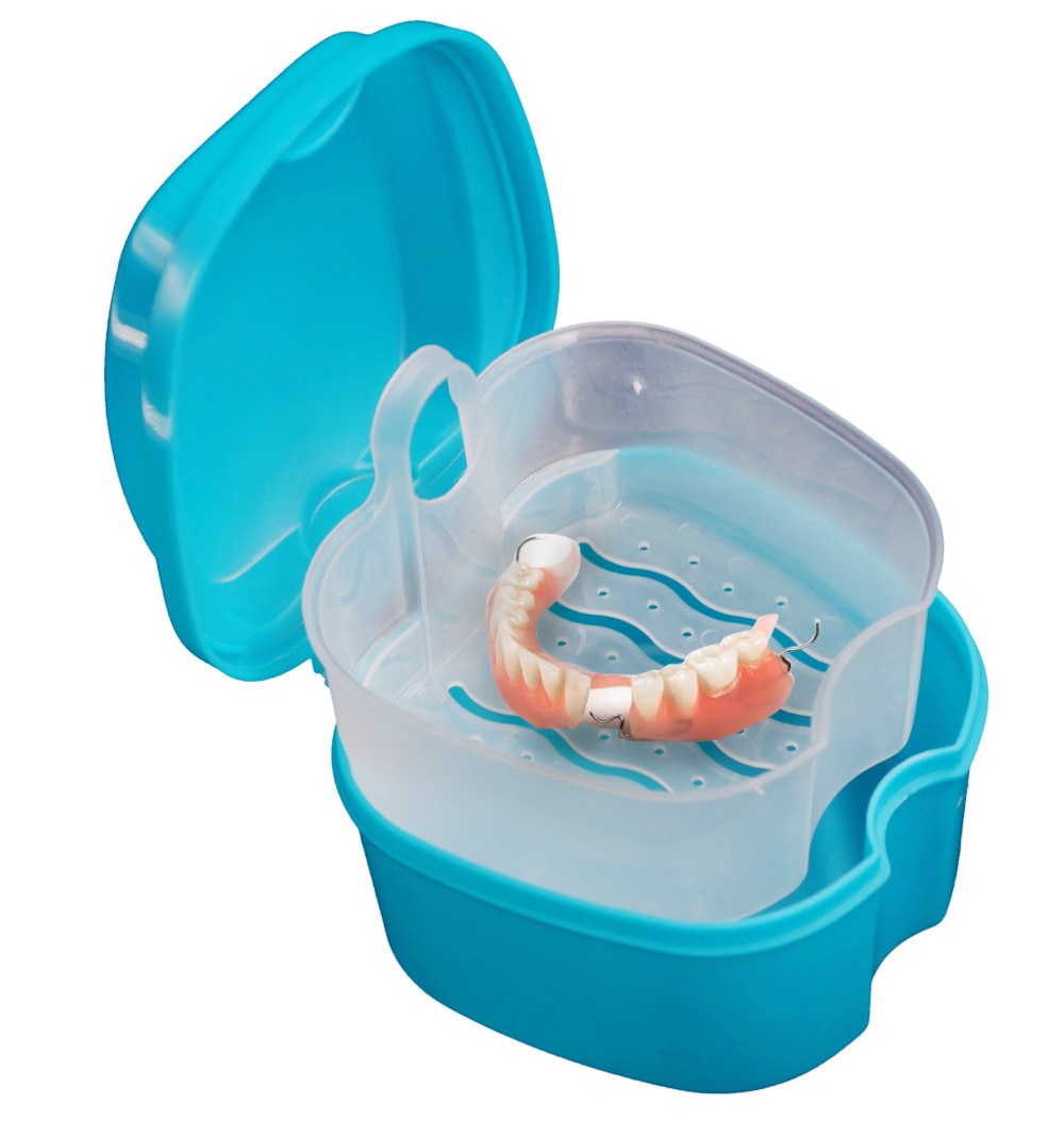 Denture Case with Hanging Net Container