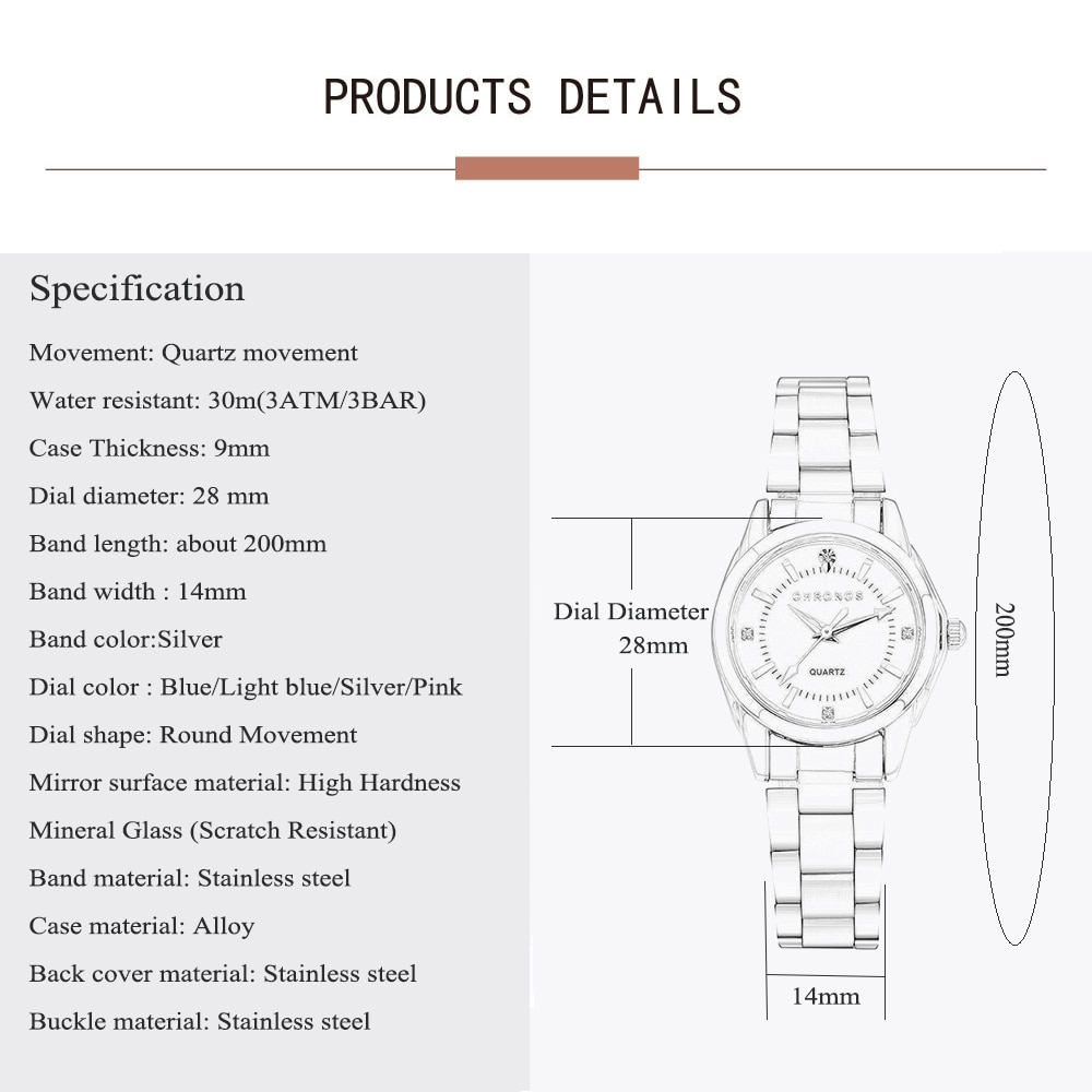 Stainless Steel Watch Ladies Timepiece