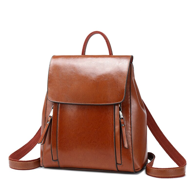 Vintage Leather Backpack Ladies Rucksack