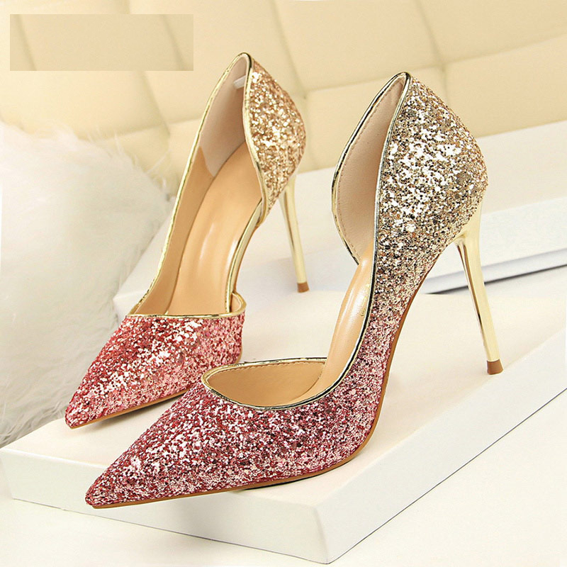 Sequin Heels Ladies Glitter Pumps