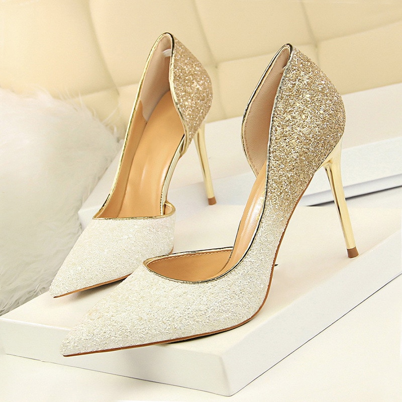 Sequin Heels Ladies Glitter Pumps