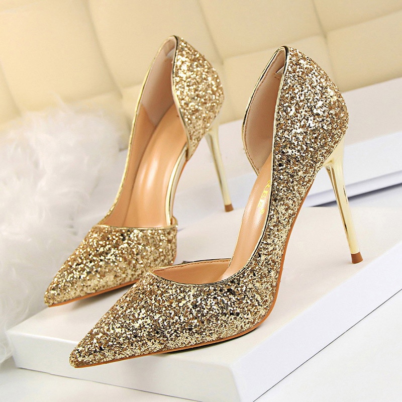 Sequin Heels Ladies Glitter Pumps