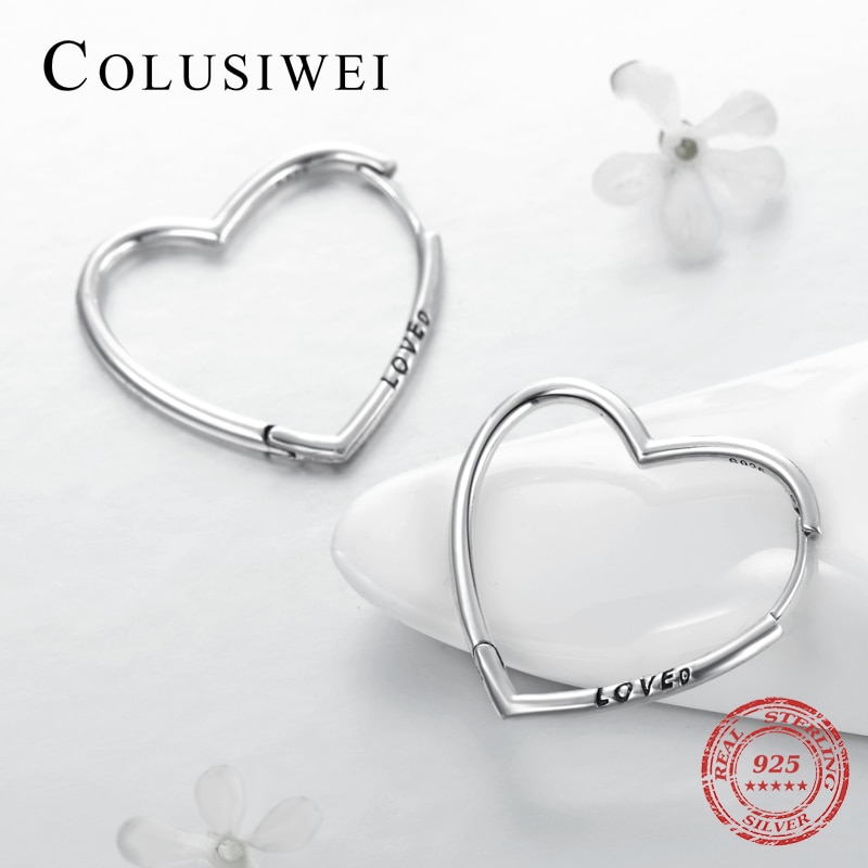 Heart Hoop Earrings Silver Accessory