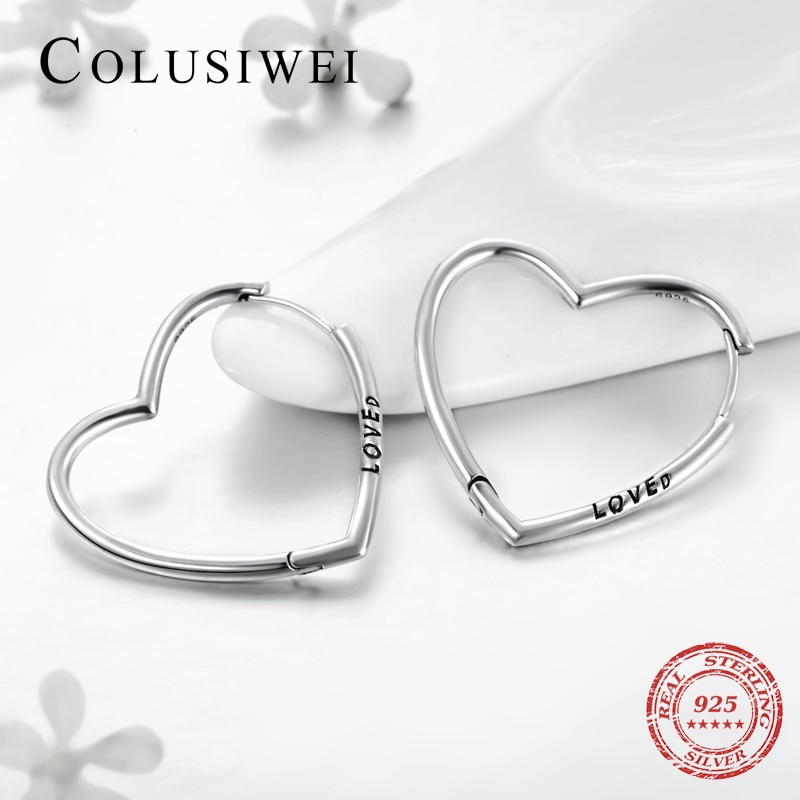 Heart Hoop Earrings Silver Accessory