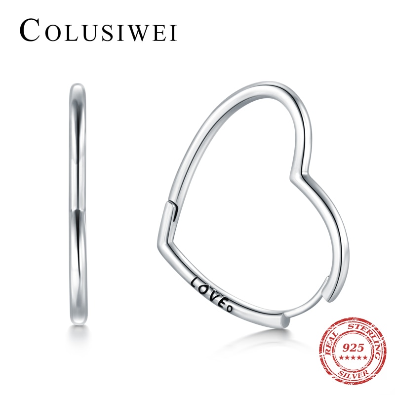 Heart Hoop Earrings Silver Accessory