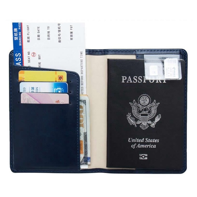 Leather Passport Wallet Card Holder