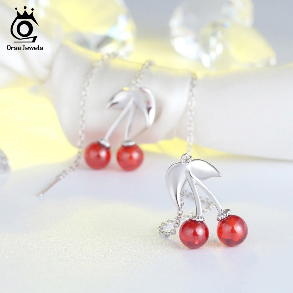 Cherry Earrings Long Drop Earrings