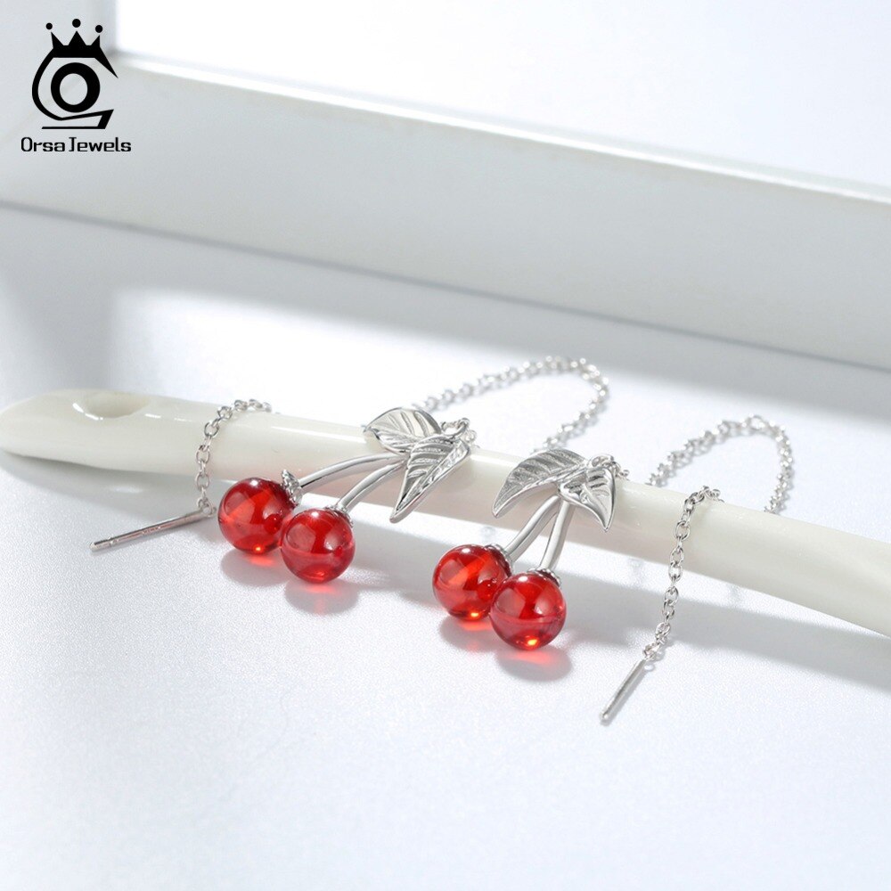 Cherry Earrings Long Drop Earrings