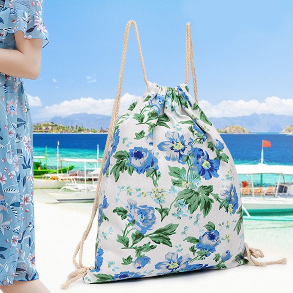 String Backpack Floral Print