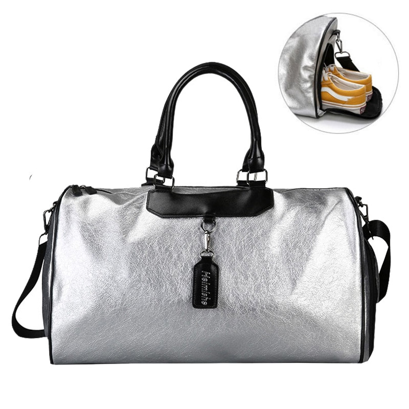 Womens Sports Bag Silver Duffle